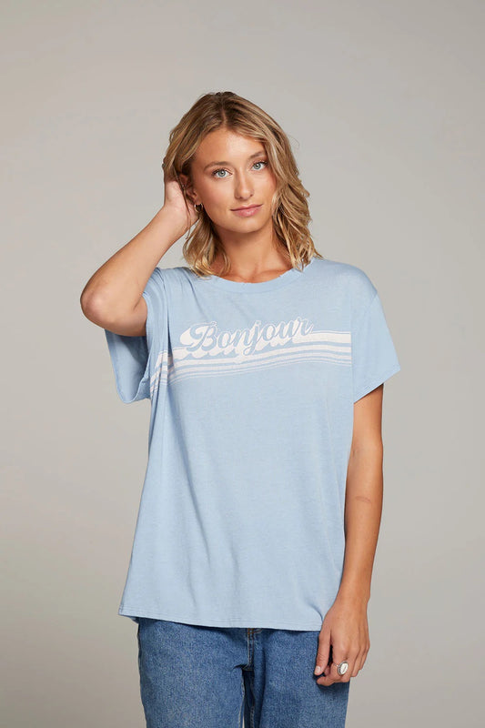 Chaser Bonjour Baby Blue Tee