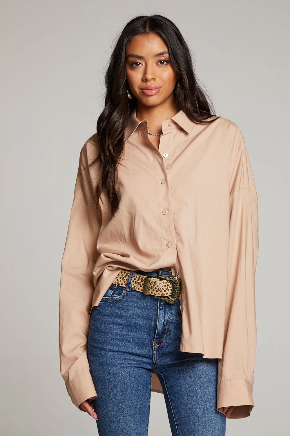 Chaser Clothing Ezra Warm Taupe Button Up