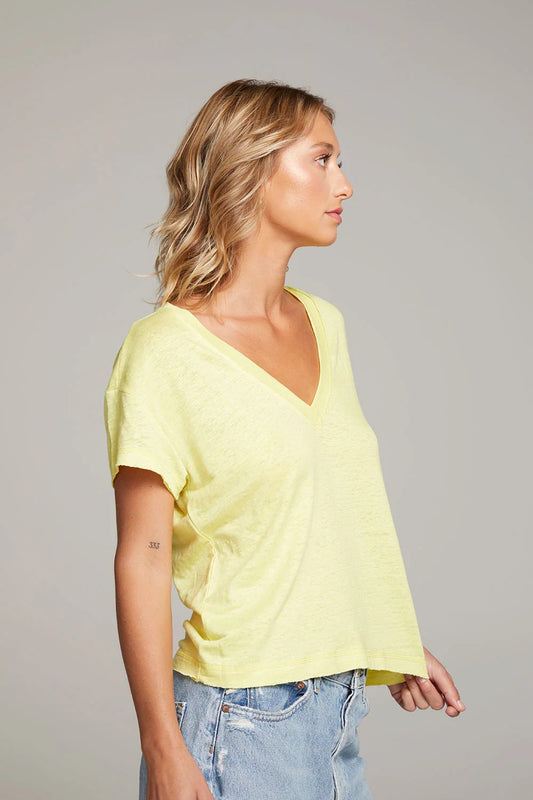 Chaser Gator Lemon Linen Tee