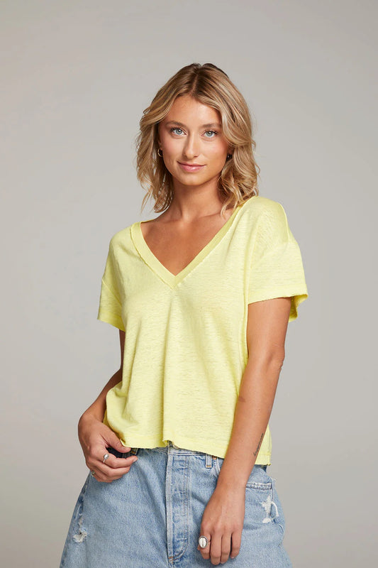 Chaser Gator Lemon Linen Tee