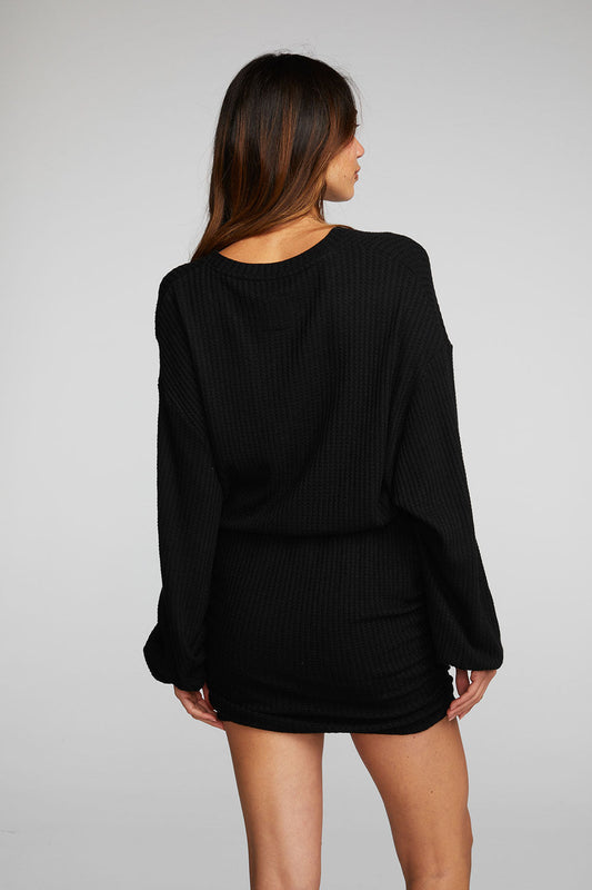 Chaser-Venus-Long-Sleeve-Mini-Dress-Black-Onyx-back