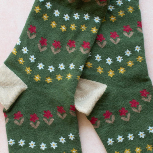 Full Bloom Socks -green