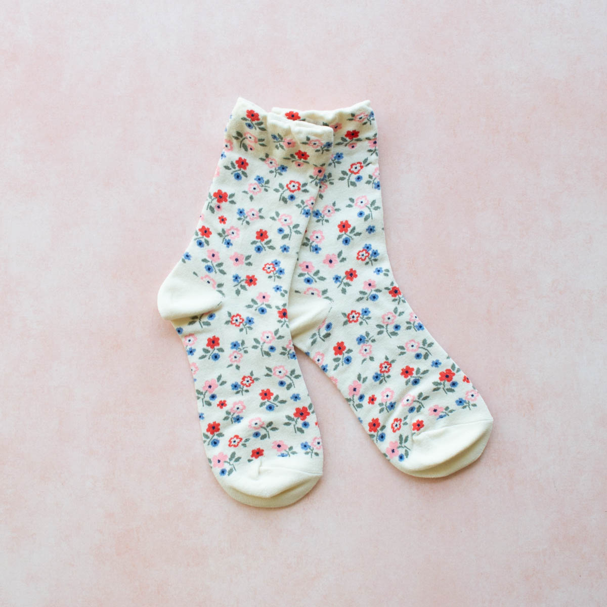 Tiepology Garden Flower Socks - Ivory