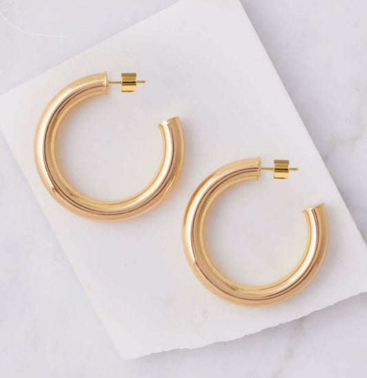 Natalie B Jewelry - Adina Hoop - Gold - Top