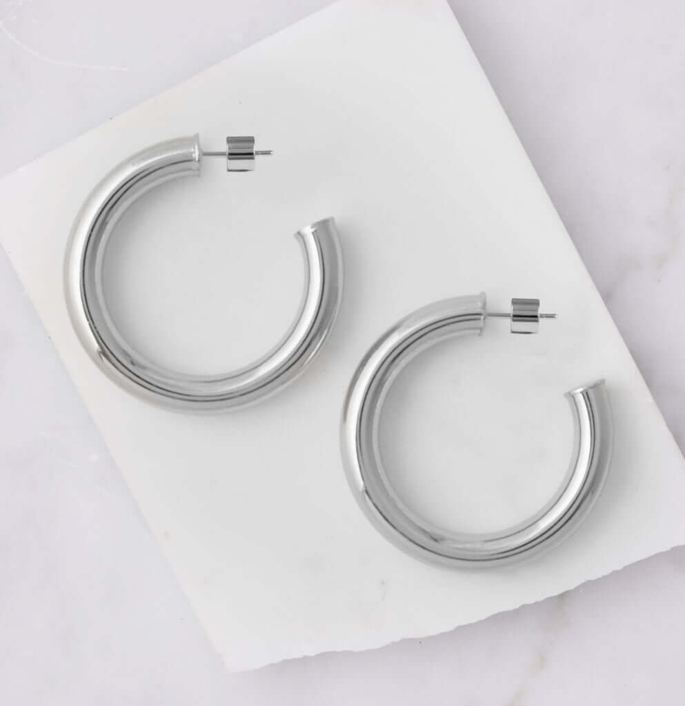 Natalie B Jewelry - Adina Hoop - Silver - Top