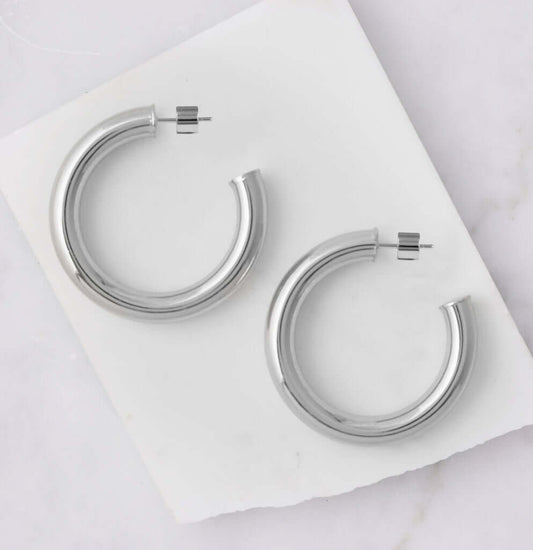 Natalie B Jewelry - Adina Hoop - Silver - Top