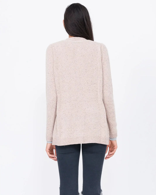 Yuna Cashmere Boyfriend Cardigan in Natural Donegal - Back