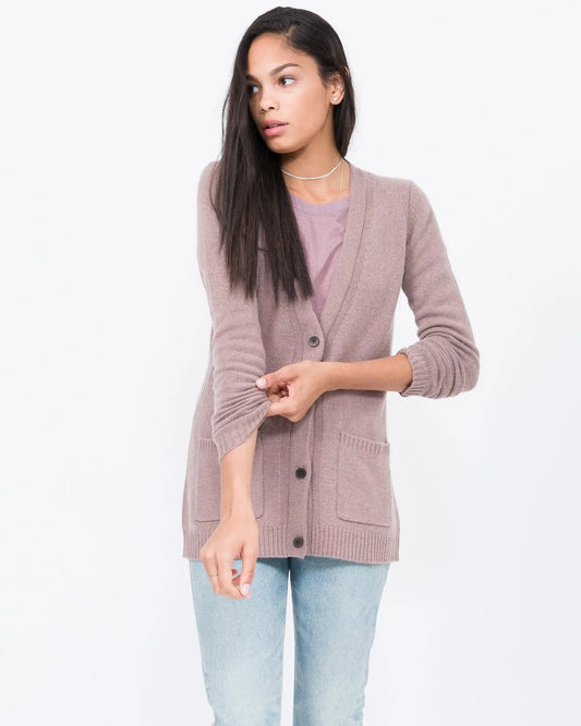 Yuna Cashmere Boyfriend Cardi in Pink - Front