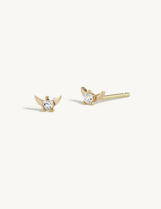 Sophie Ratner Yellow Gold Diamond Moon Studs