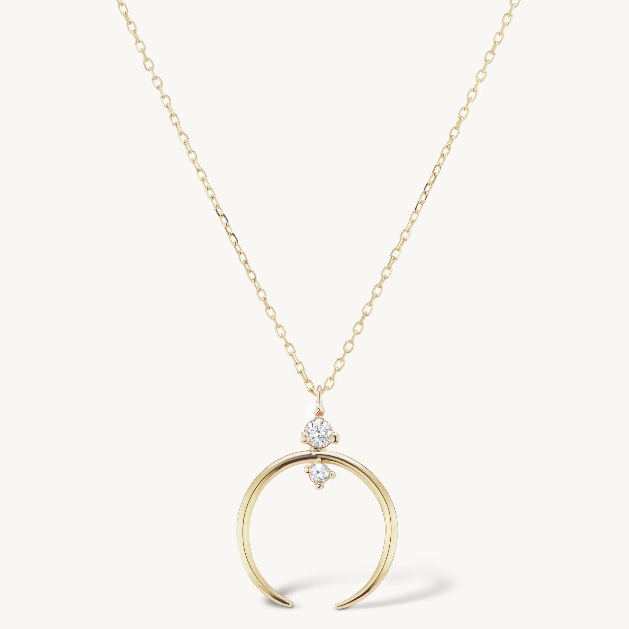 Sophie Ratner Yellow Gold Crescent Pendant Necklace