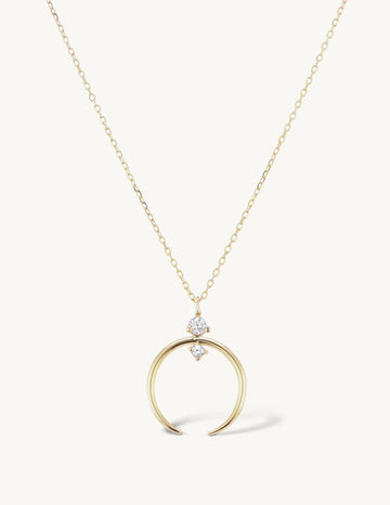 Sophie Ratner Yellow Gold Crescent Pendant Necklace