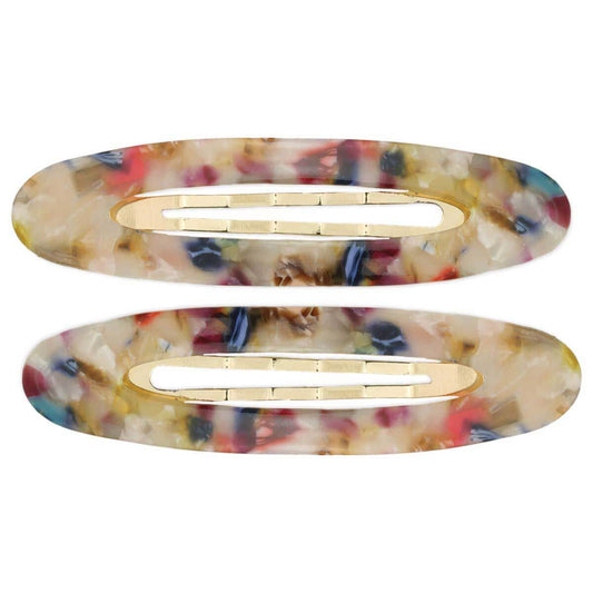 Wide Oval Retro Acrylic Hair Clip Multi-Color