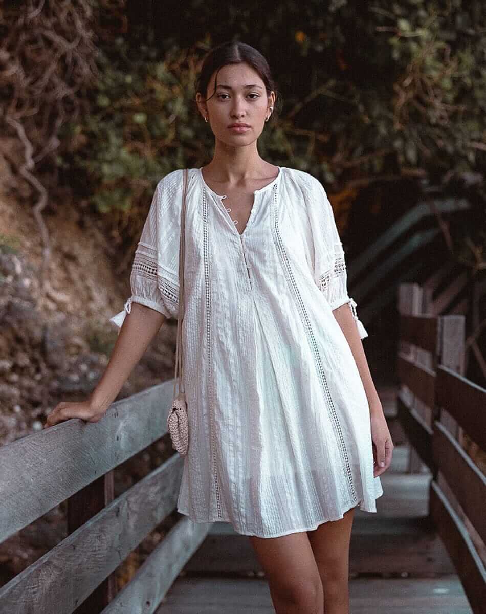 Cleobella - Alba Mini Dress - Ivory - Model