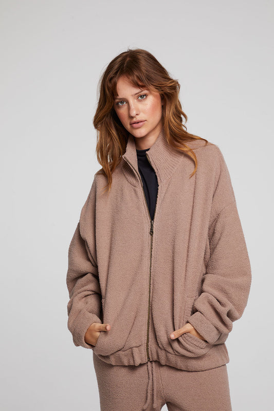 Chaser Kendall ZIp Jacket in Warm Taupe