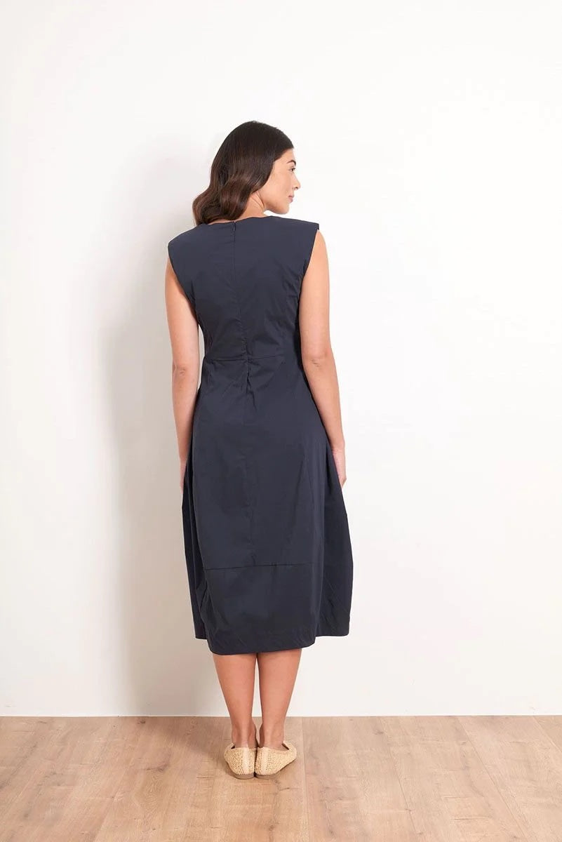 Foil Believe the Htoe Trapeze Dress in Navy 