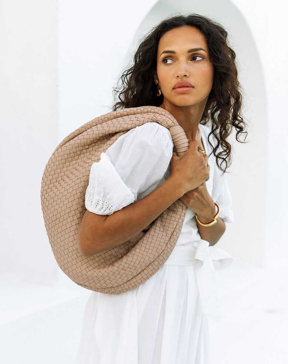 Cleobella - Hobo Woven Bag - Bone - Model