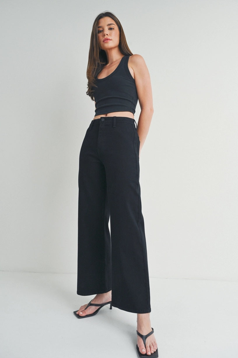 Just Black Denim Trouser Wide Leg Black