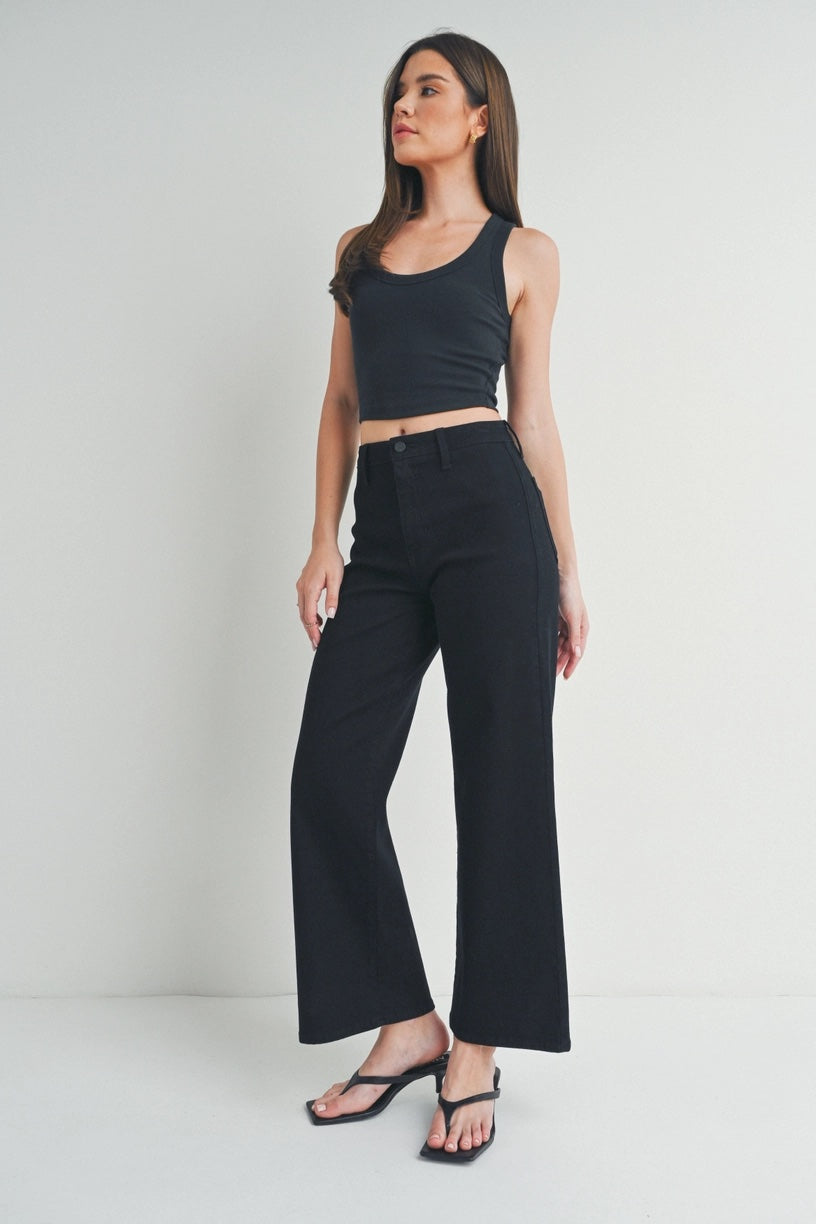 Just Black Denim Trouser Wide Leg Black