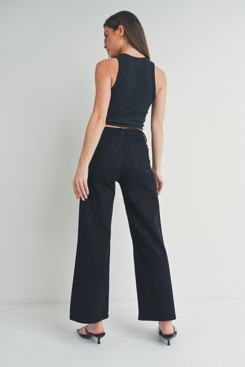 Just Black Denim Trouser Wide Leg Black