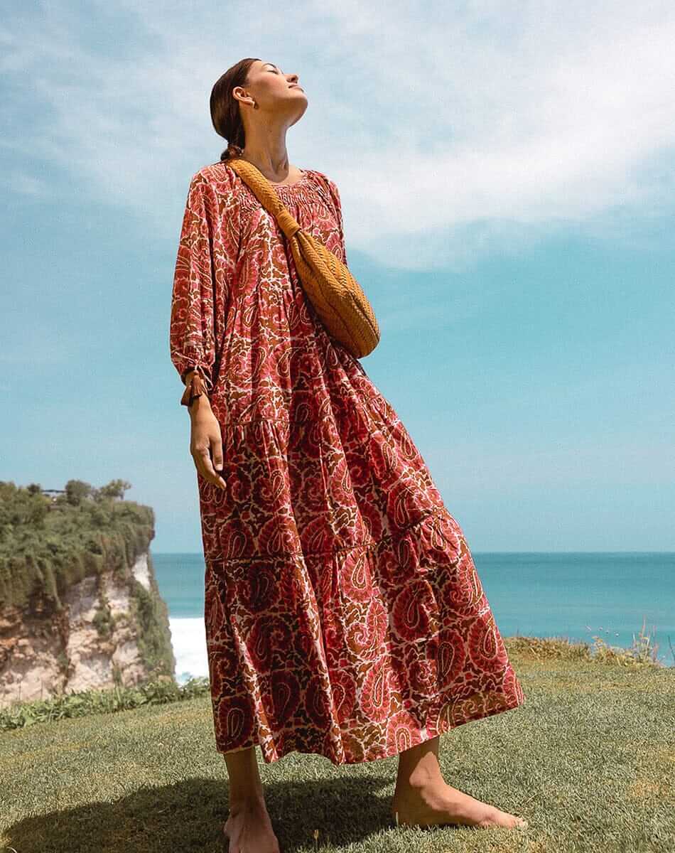 kamala-kaftan-dress-aurora-dresses-cleobella-model-bag