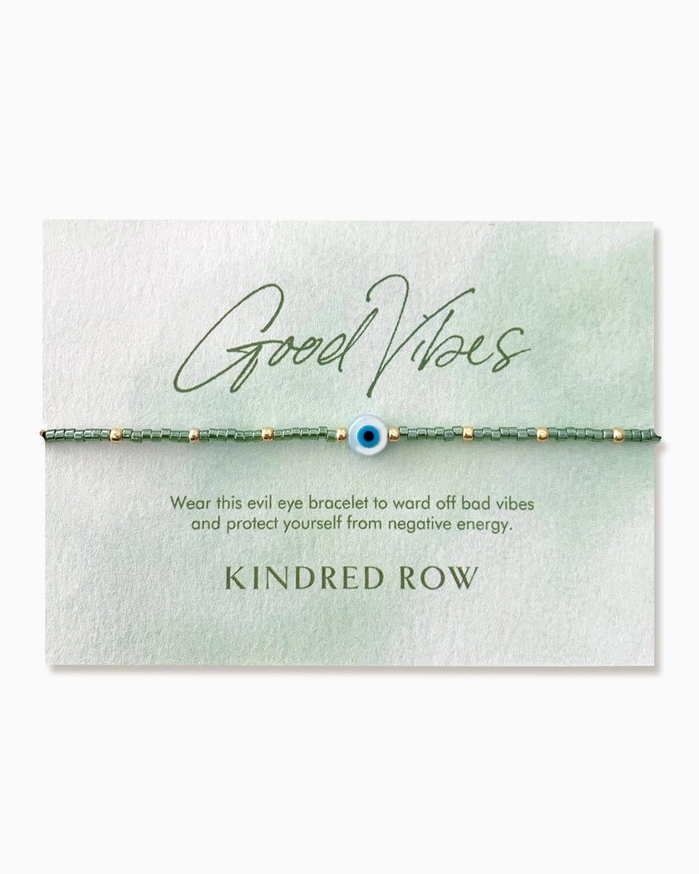 Kindred Row Evil Eye Bracelet Sage Green