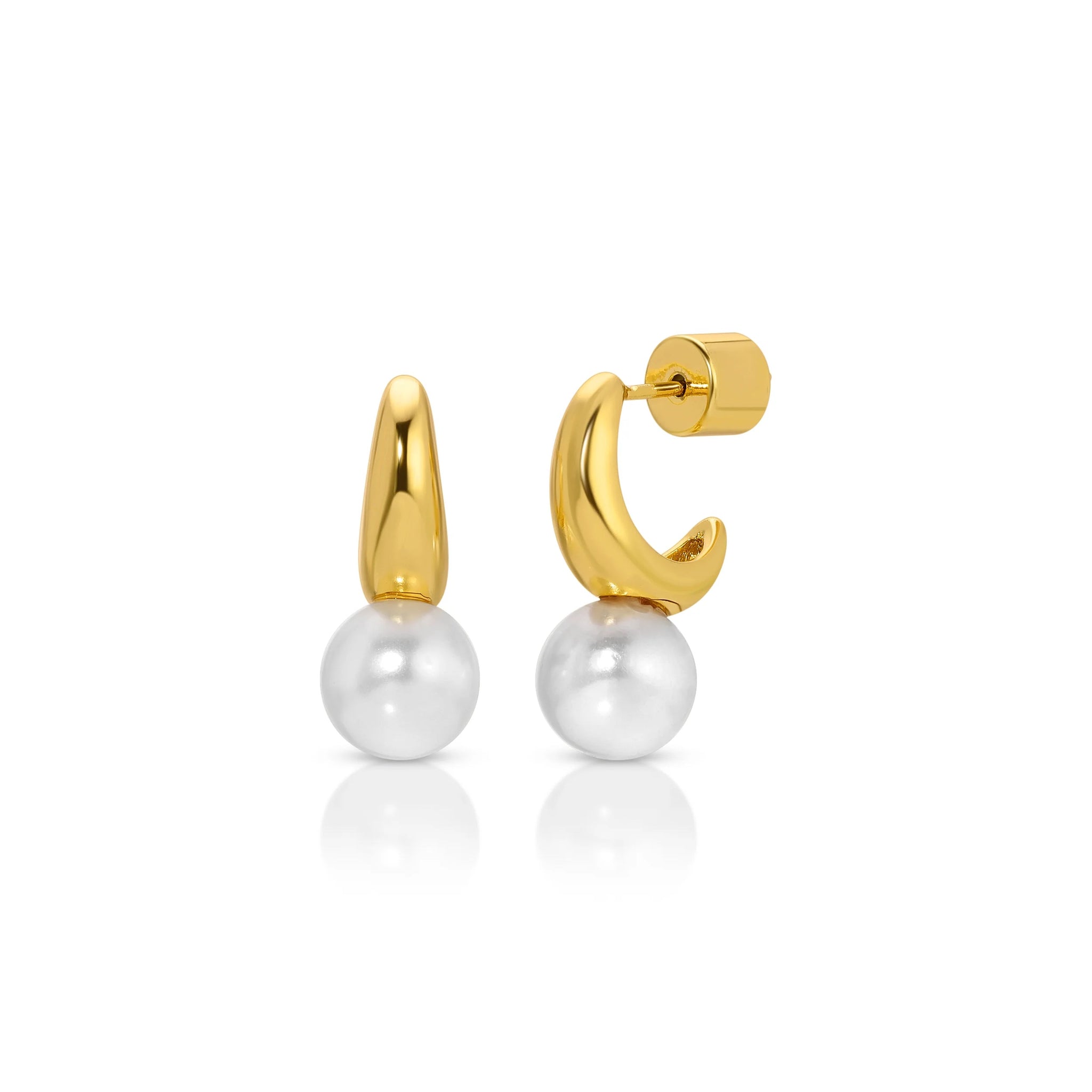 Natalie B Jewelry Kaia Pearl Drop Gold Earrings