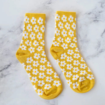 Tiepology Daisy Socks in Mustard