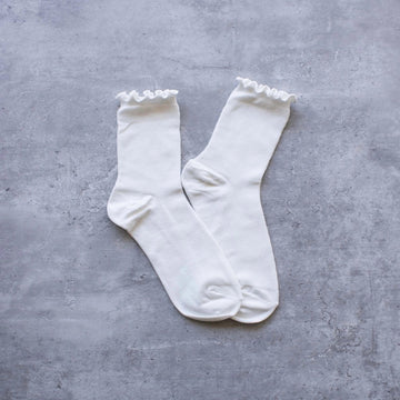 Tiepology Wednesday Ruffle Socks in White