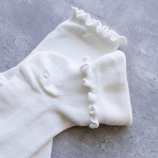 Tiepology Wednesday Ruffle Socks in White