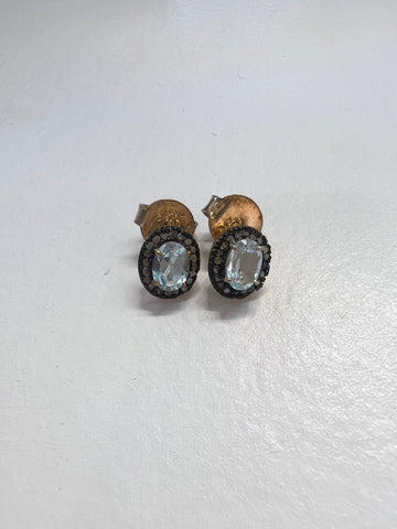 Diamond Oval Topaz Cut Pave Studs