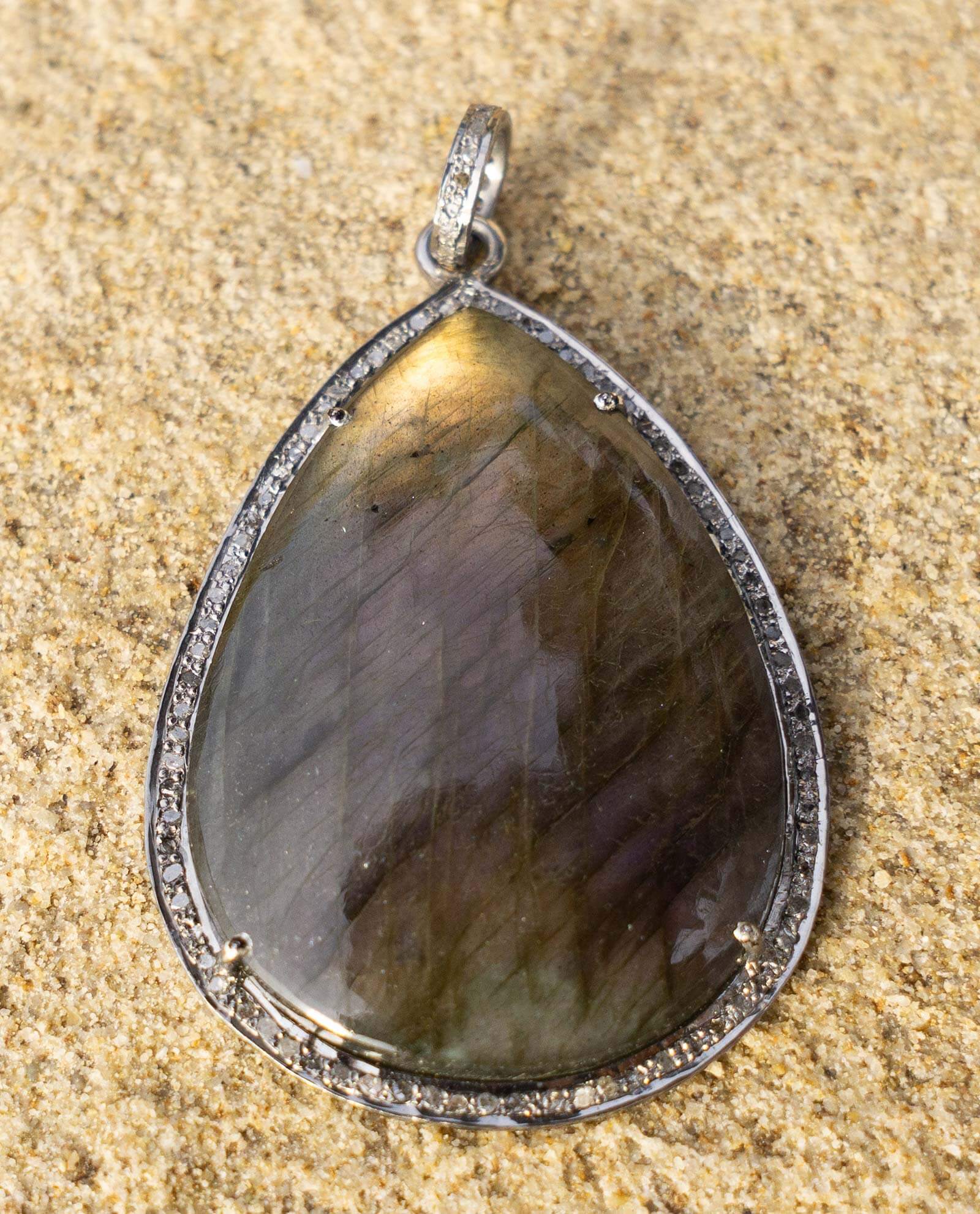 Labradorite Diamond Drop Pendant