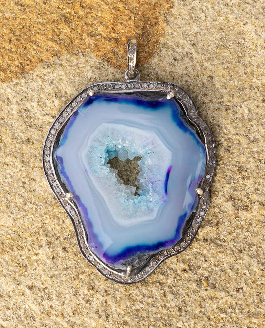 Blue Druzy Diamond Pendant