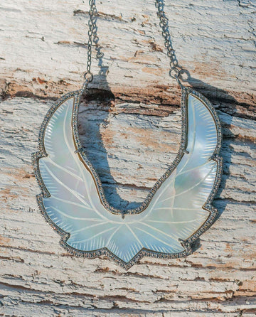 Double Wing Mother-of-Pearl Diamond Pendant