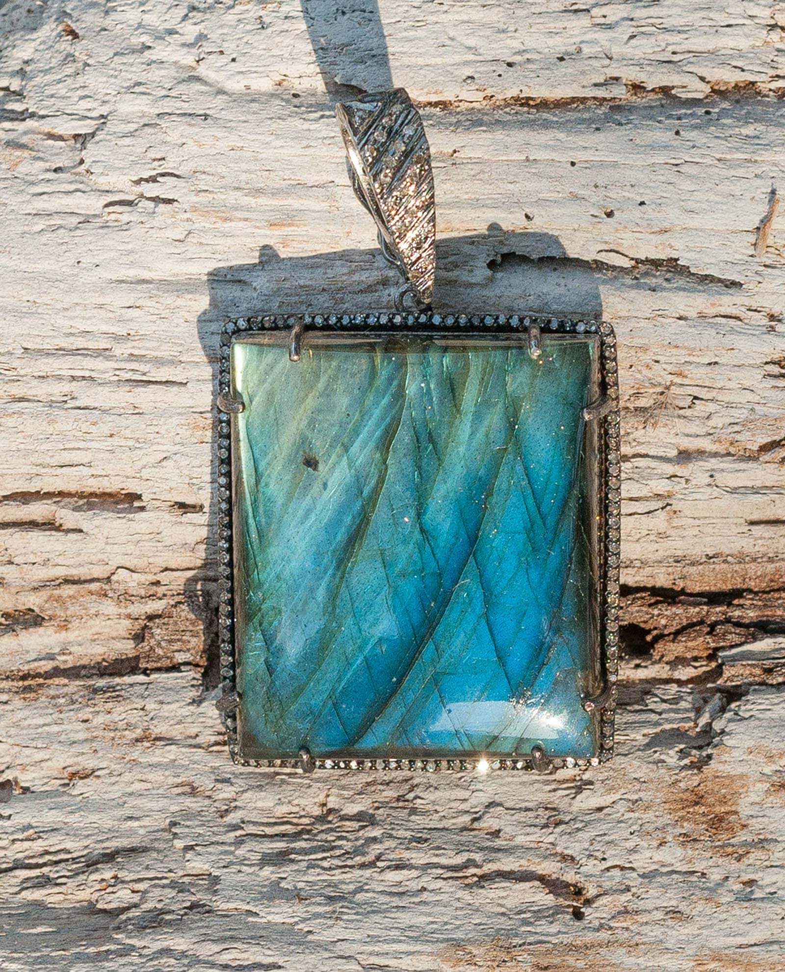 Labradorite Brilliant Square Diamond Pendant 2