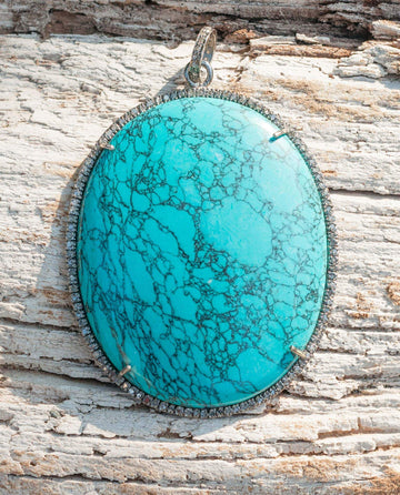 Large Turquoise Diamond Pendant