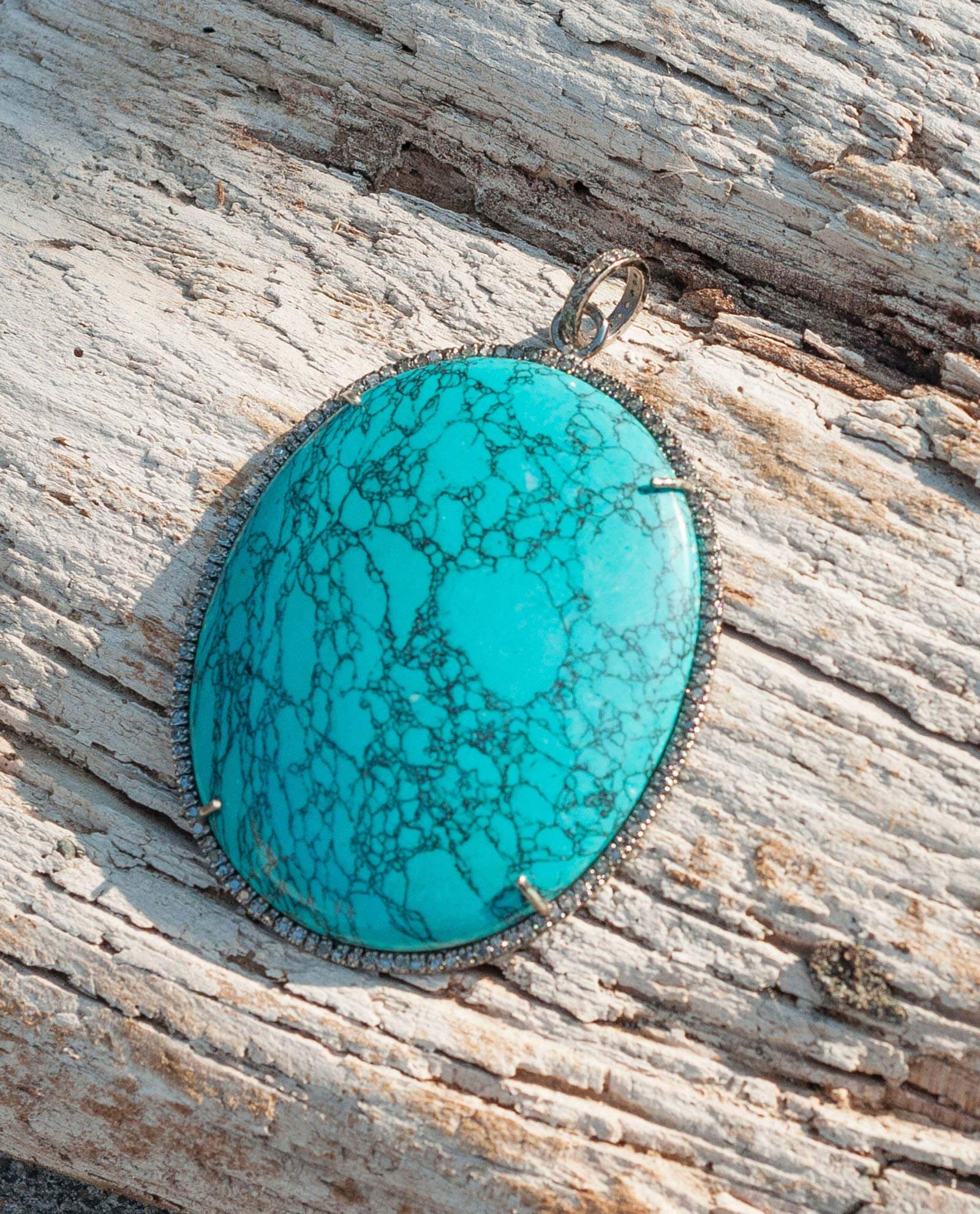 Large Turquoise Diamond Pendant 2