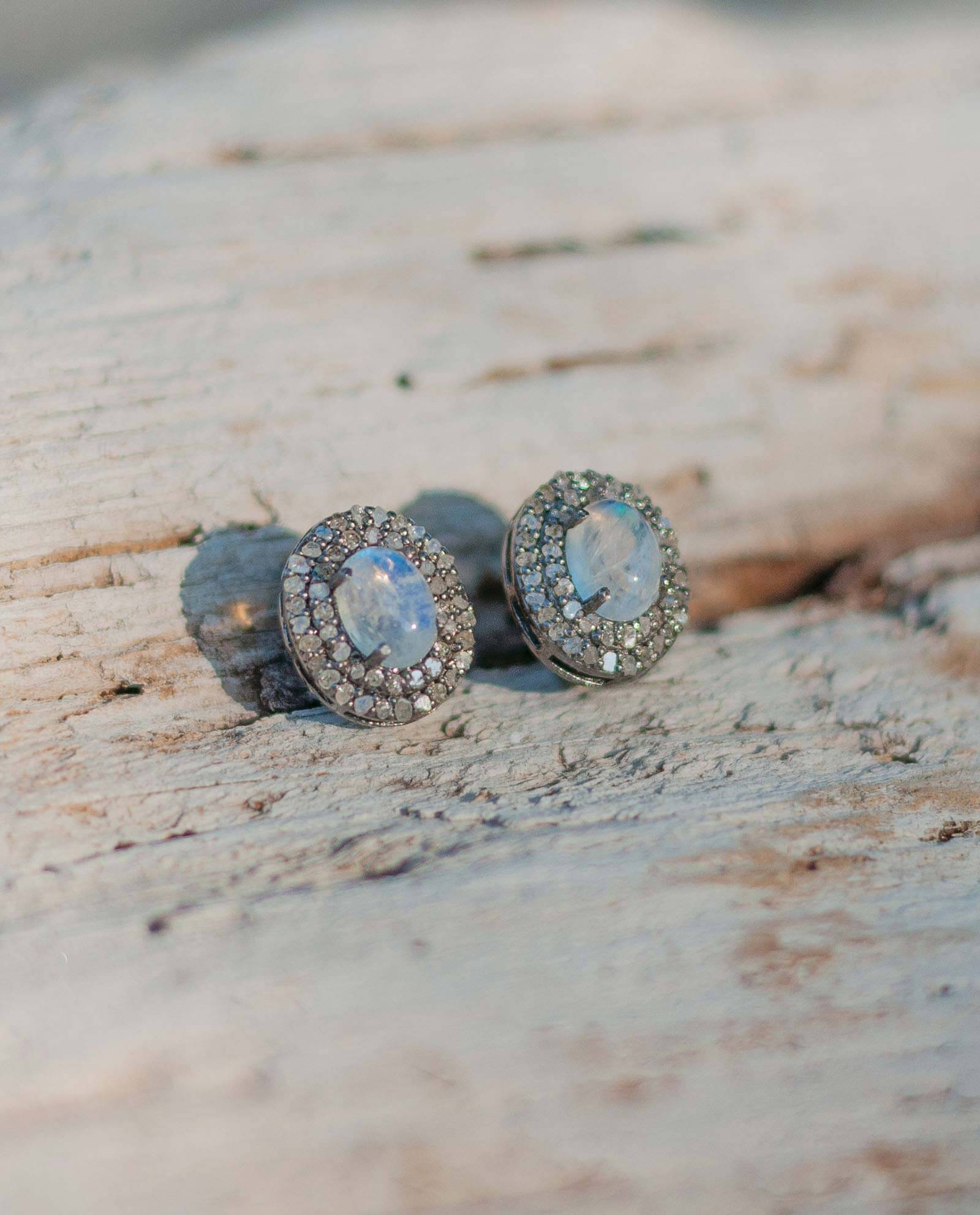 Moonstone Diamond Earrings